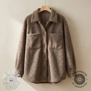 Tissu de manteau TEDDY taupe