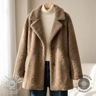 Tissu de manteau TEDDY soft taupe
