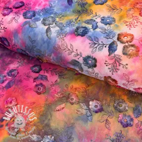 Tissu velours cotelé fin TIE DYE 21W Catchy design G