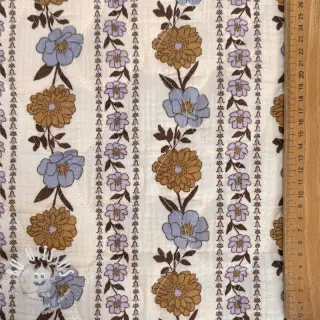 Tissu double gaze/mousseline STEPPED Flowers in stripe white