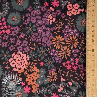Tissu coton VOILE STEPPED Flowerie black digital print