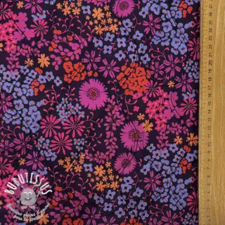 Tissu coton VOILE STEPPED Flowerie purple digital print