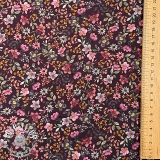 Tissu coton Autumn flowers burgundy digital print