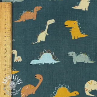 Tissu double gaze/mousseline Dinosaurus green