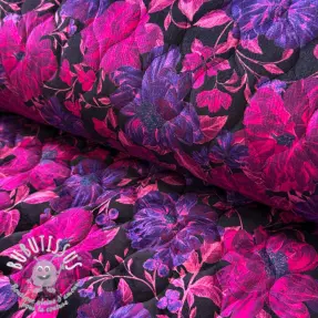Tissu matelassé VELVET Flowers fuchsia digital print