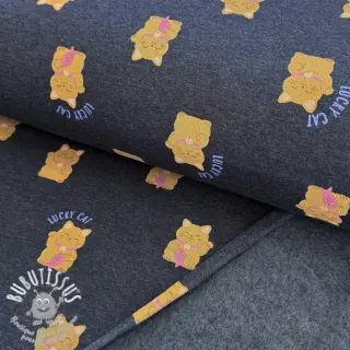 Sweat envers minkee Lucky cat navy melange