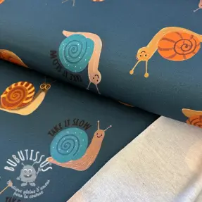 Sweat envers minkee Snails petrol digital print