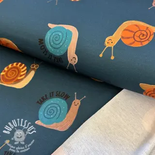 Sweat envers minkee Snails petrol digital print