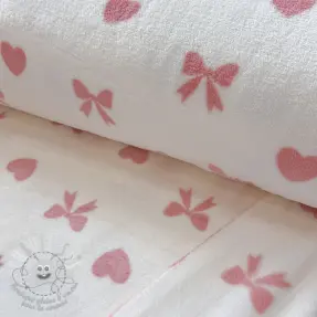 Fleece Bows and hearts ecru
