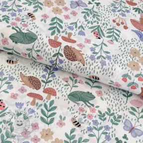 Tissu coton Animals in the garden design A digital print