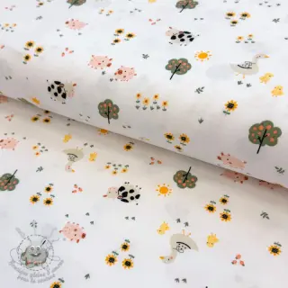 Jersey Farm animals white digital print ORGANIC