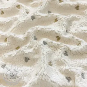 Sherpa SOFT EMBROIDERY Hearts silver gold