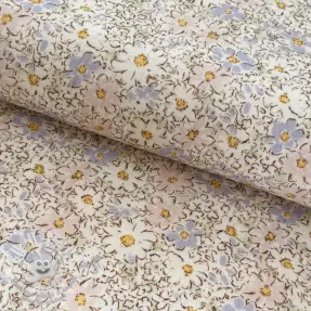 Tissu double gaze/mousseline Flowers mint green digital print