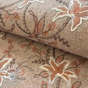 Tissu de manteau WOOLY EMBROIDERY Glory beige