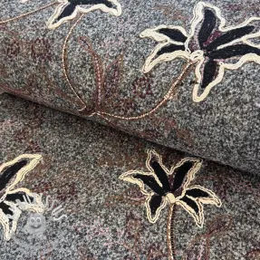 Tissu de manteau WOOLY EMBROIDERY Petra grey