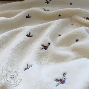 Tissu de manteau TEDDY EMBROIDERY Flora ecru