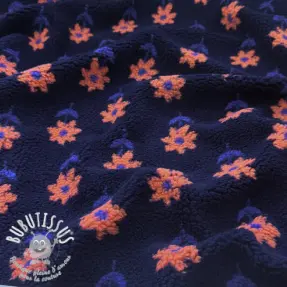 Tissu de manteau TEDDY Flowie Clara navy