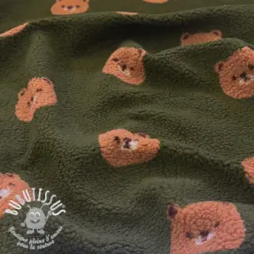 Tissu de manteau TEDDY Bears green