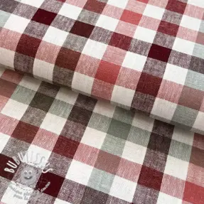 Viscose lin YARN DYED Checks burgundy