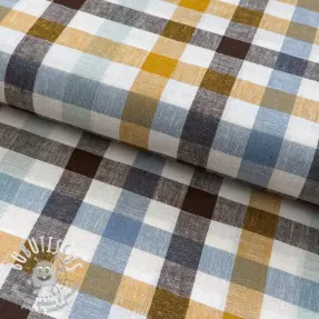 Viscose lin YARN DYED Checks brown
