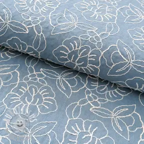 Viscose lin EMBROIDERY Latizia old blue