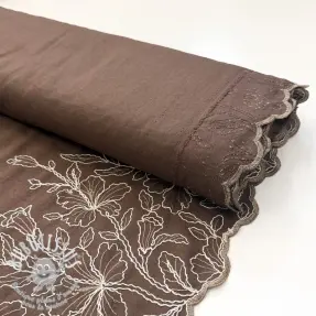 Viscose lin ONE-SIDE BORDER Floweria brown
