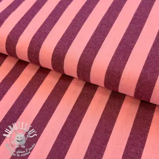 Tissu coton YARN DYED NOVA Stripe aubergine