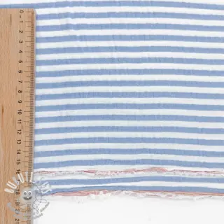 Tissu double gaze/mousseline YARN DYED Summer stripe blue