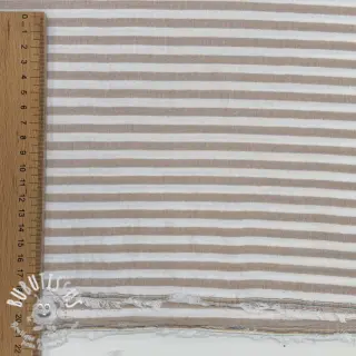 Tissu double gaze/mousseline YARN DYED Summer stripe beige