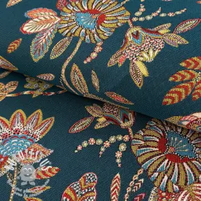 Tissu déco jacquard Bosphore petrole