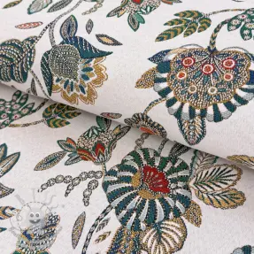 Tissu déco jacquard Bosphore blanc emeraude