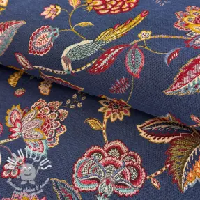 Tissu déco jacquard Palampore bleu