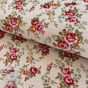 Tissu déco jacquard Nina blanc rouge