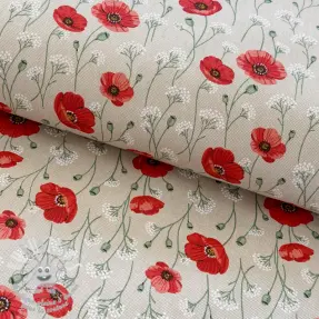 Tissu déco Linenlook Eclosion rouge