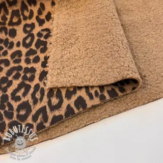 Tissu de manteau TEDDY SUEDE Panther LEO light brown