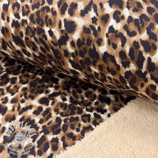 Tissu de manteau TEDDY SUEDE Panther LEO cognac