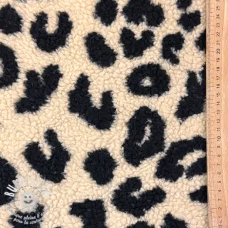 Tissu de manteau TEDDY Panther love ecru