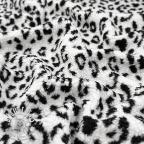 Tissu de manteau TEDDY Panther love off white