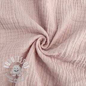 Tissu double gaze/mousseline old rose ORGANIC