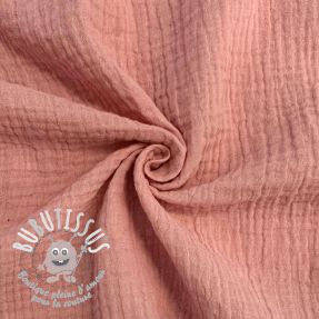 Tissu double gaze/mousseline soft rose ORGANIC
