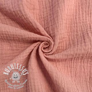 Tissu double gaze/mousseline soft rose ORGANIC