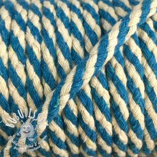 Cordon coton 5 mm turqouise ecru
