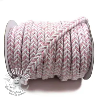 Cordon coton tricoté rose