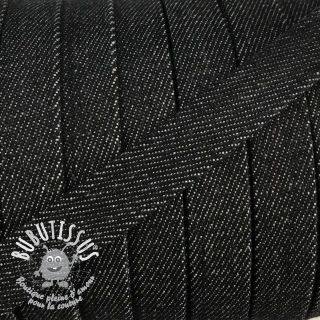 Cordon coton plat 15 mm Denim black