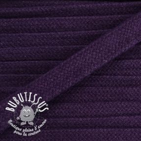 Cordon coton tubulaire plat 13 mm purple