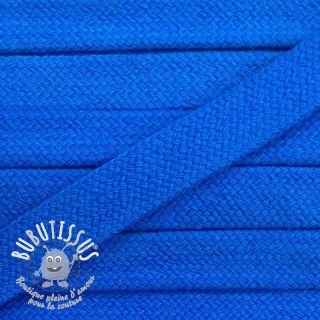 Cordon coton tubulaire plat 13 mm bleu