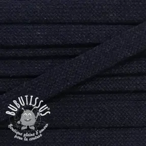Cordon coton tubulaire plat 13 mm bleu nuit