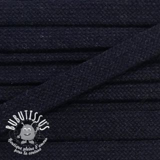 Cordon coton tubulaire plat 13 mm bleu nuit