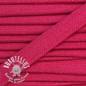 Cordon coton tubulaire plat 13 mm rose foncé