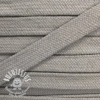 Cordon coton tubulaire plat 13 mm gris pâle